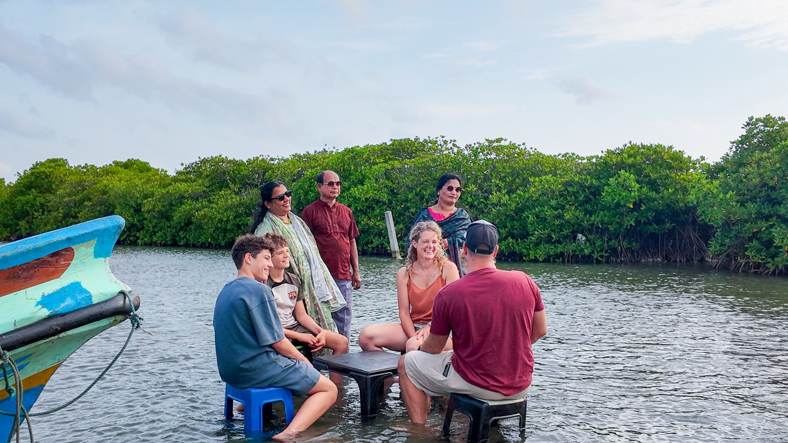 Mangrove forest channels on Negombo Lagoon boat tour — lush green waterway in Sri Lanka