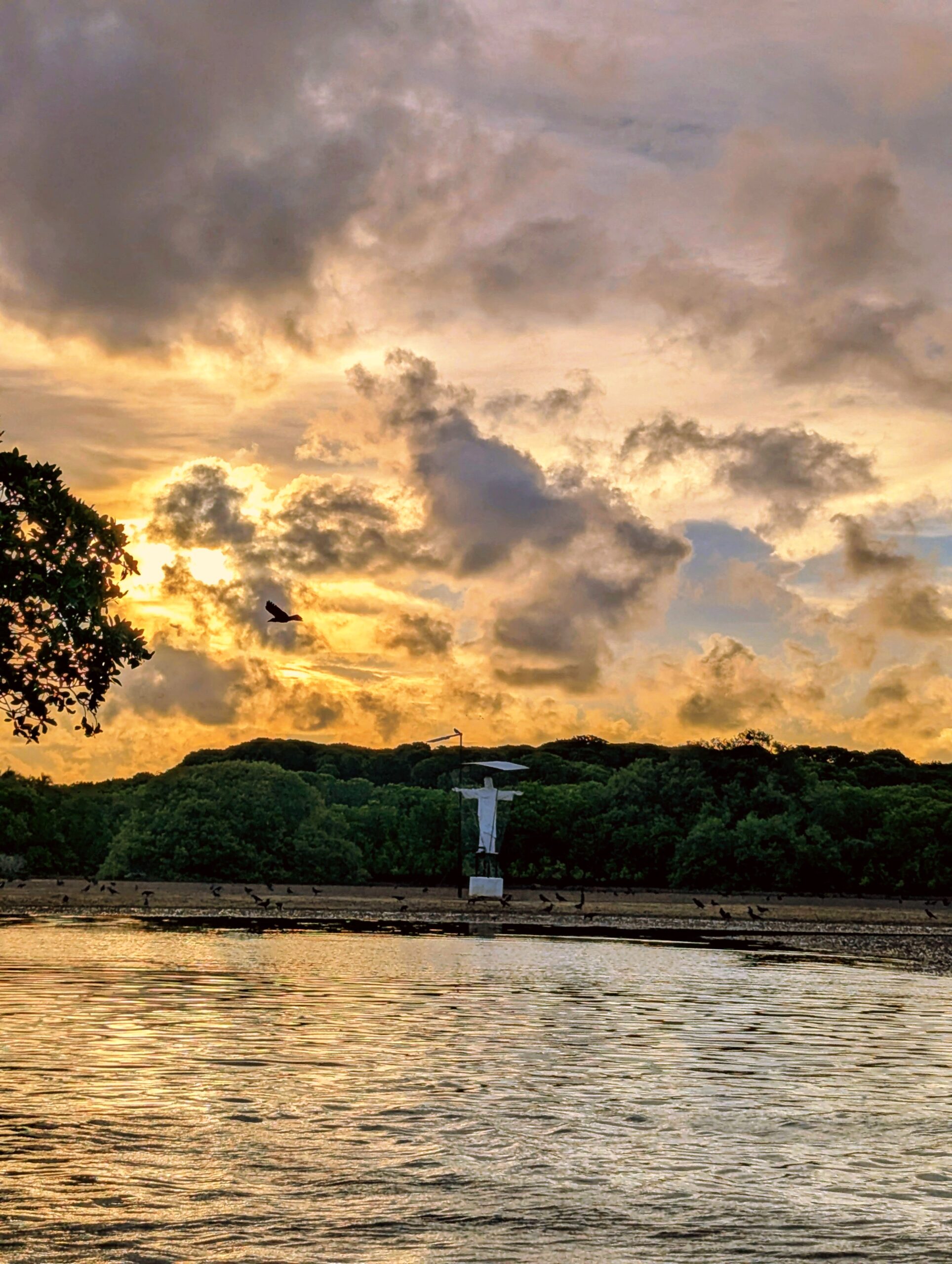 Stunning golden sunset over Negombo Lagoon during evening boat tour Sri Lanka